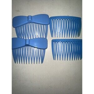 Vintage Goody Hair Side Combs USA Set Of 4 Blue